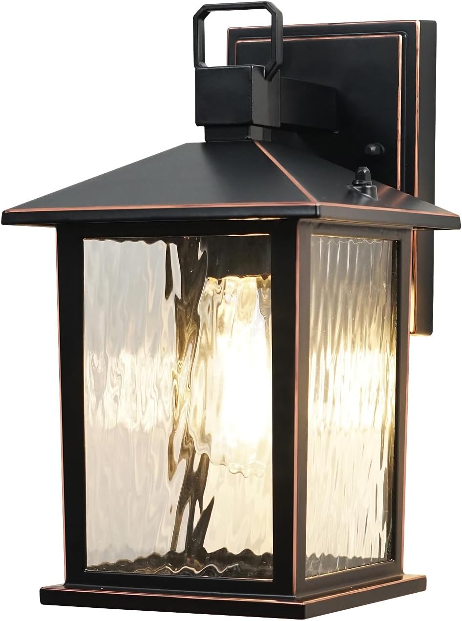 Oil-Rubbed Bronze Outdoor Wall Light, 12'' Porch Light Aluminum